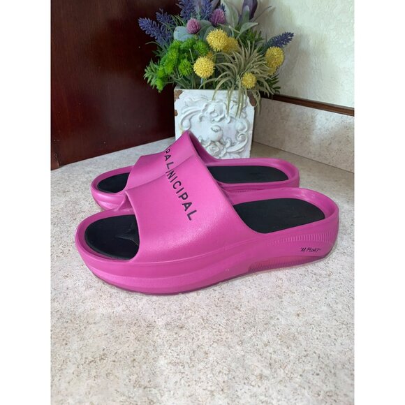 Municipal Womens Pink Slide Sandals Size 8 Comfortable Lightweight Slip-On - Picture 7 of 9
